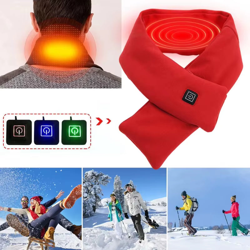USB Rechargeable Electric Heating Scarf for Men and Women - Washable Fleece Neck Warmer with 3 Temperature Settings (Battery Not Included) Ideal for Camping