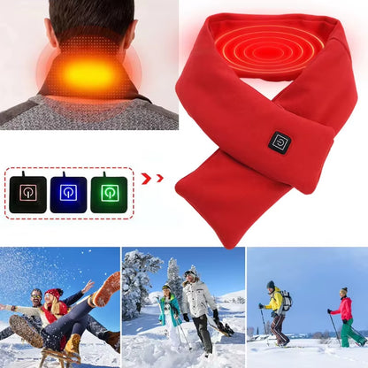 USB Rechargeable Electric Heating Scarf for Men and Women - Washable Fleece Neck Warmer with 3 Temperature Settings (Battery Not Included) Ideal for Camping