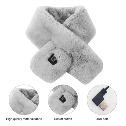 USB Women Men Heating Scarf 3 Gear Adjustable Temperature Electric Heated Scarf Winter Neck Warmer Fleece Scarf for Cycling Camp