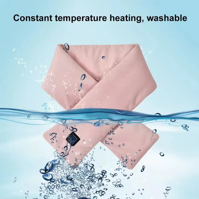 USB Rechargeable Electric Heating Scarf for Men and Women - Washable Fleece Neck Warmer with 3 Temperature Settings (Battery Not Included) Ideal for Camping